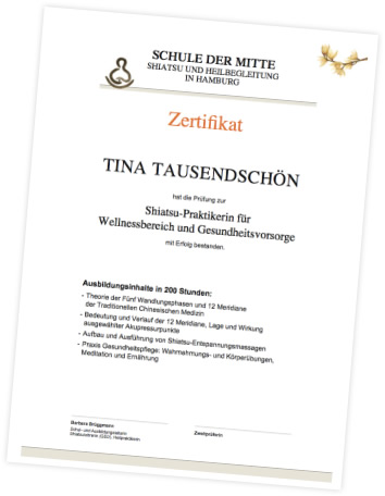 Zertifikat Shiatsu Grundausbildung